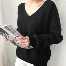 Load image into Gallery viewer, Womens Sweaters 2020 Autumn Winter Casual V Neck Women Pullover Sweater Solid Long Sleeve Fashion Loose Knitted Cashmere Top